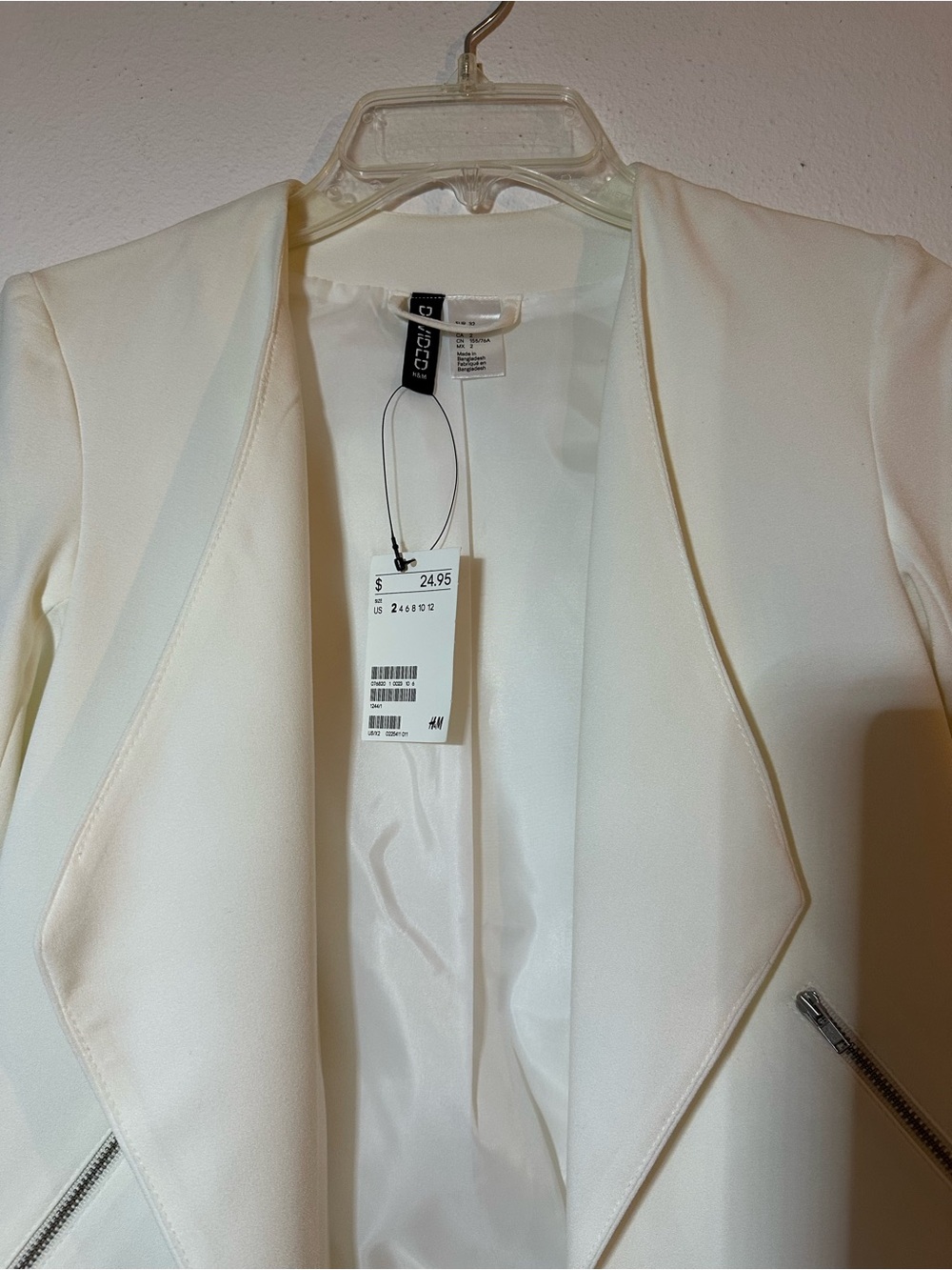 H&M White Cropped Open-Front Blazer Jacket - Picture 2 of 9